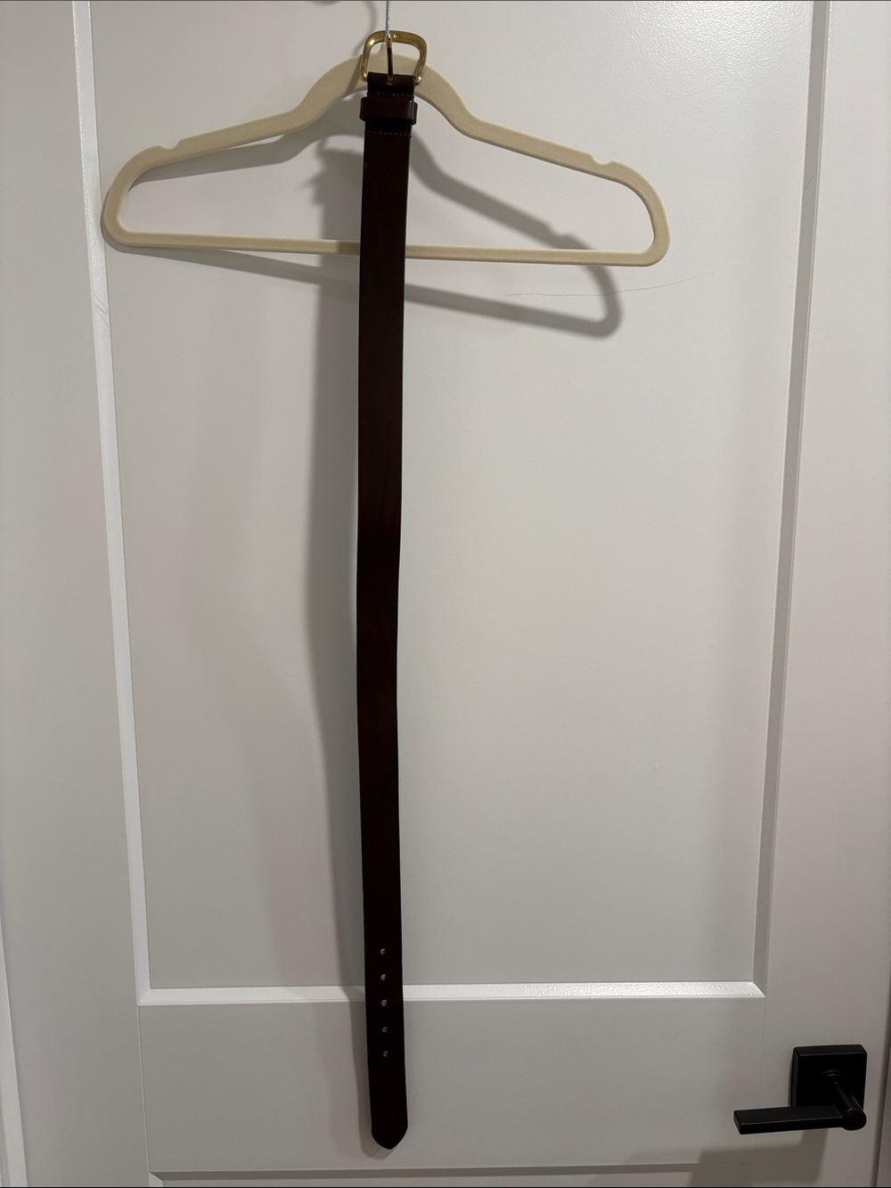 Eddie Bauer Dark Brown Leather Belt with Gold Buckle